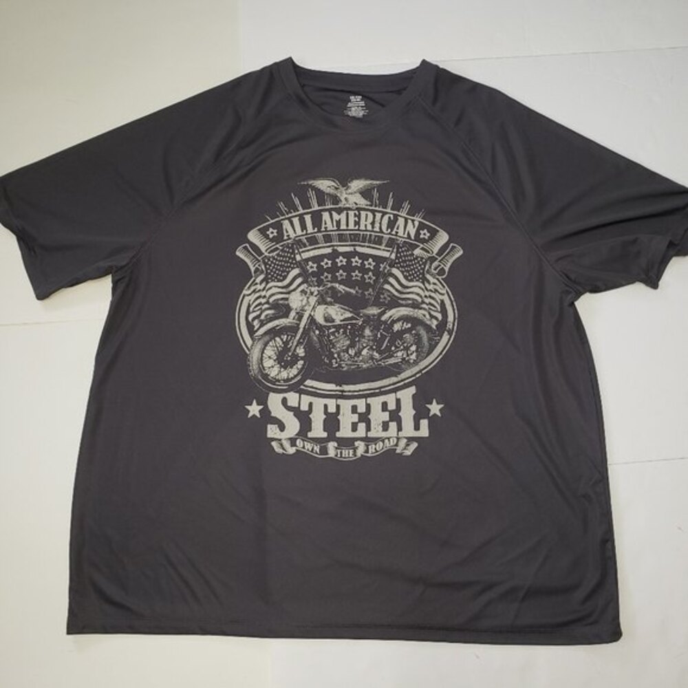 All American Steel T-Shirt Dark Gray Short-sleeved Graphic Polyester Mens 2XL
